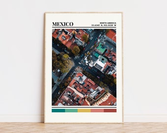 Mexico Poster, Mexico Print, Mexico Art, Mexico Travel Poster, Mexico Wall Decor, Mexico Gift Custom City Print, Mexico, North America