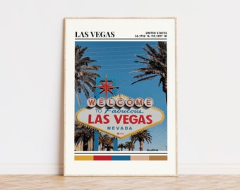 Affiche de Las Vegas, Las Vegas Print, Las Vegas Art, Las Vegas Travel Poster, Las Vegas Wall Decor Gift, Las Vegas Custom City Print, Nevada