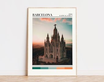 Cartel de Barcelona, Impresión de Barcelona, Arte de Barcelona, Cartel de viaje de Barcelona, Decoración de pared de Barcelona, Regalo de Barcelona, Impresión de ciudad personalizada, España