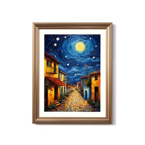 Oaxaca Van Gogh-geïnspireerde digitale verf, Oaxaca Travel Poster, Oaxaca Print, Oaxaca Wall Decor, Oaxaca Van Gogh Style Wall Art, Mexico Poster