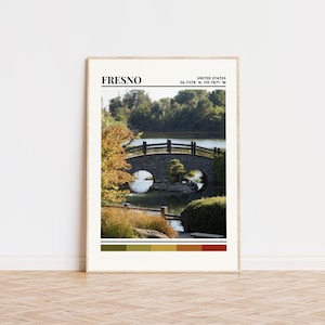 Fresno Poster, Fresno Print, Fresno Art, Fresno Travel Poster, Fresno Wall Decor California Gift, Fresno Custom City Print, California