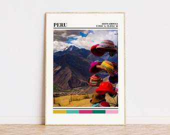 Impresión de Perú, cartel de Perú, arte de Perú, cartel de viaje de Perú, arte de pared de Perú, presente de Perú, decoración de pared de Perú, regalo de Perú, impresión de ciudad personalizada de Perú