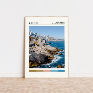 Chile Poster, Chile Print, Chile Art, Chile Travel Poster, Chile Wall Decor, Chile Gift, Chile Custom City Print, Chile, South America