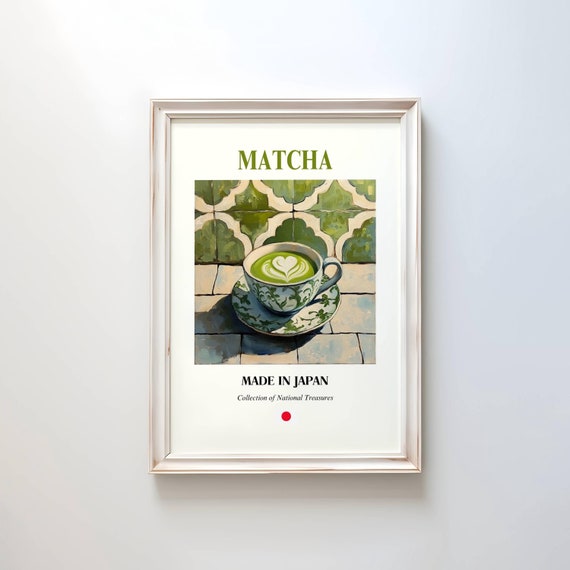 Matcha Poster, Traditional Japanese Drink Wall Art, Kitchen & Café Decor, Perfect Gift for Foodies, Food lover, Matcha Print