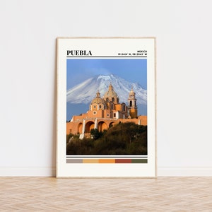 Puebla Poster, Puebla Print, Puebla Art, Puebla Travel Poster, Puebla Wall Decor, Puebla Gift Custom City Print, Mexico Print