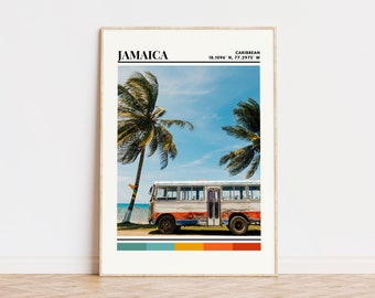 Cartel de Jamaica, impresión de Jamaica, arte de Jamaica, cartel de viaje de Jamaica, decoración de pared de Jamaica, regalo de Jamaica, impresión de ciudad personalizada de Jamaica, Jamaica