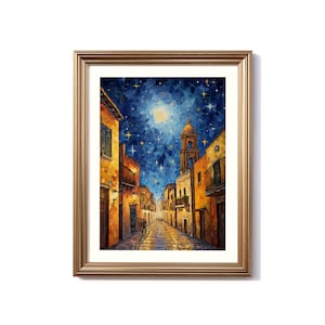 Puebla Van Gogh inspirierte digitale Malerei, Puebla Reise Druck, Puebla Poster, Puebla Dekor, Puebla Van Gogh Stil Kunst, Mexiko Druck