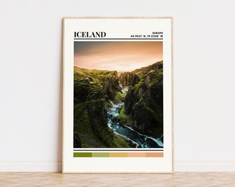 Island-tryck, Island-affisch, Island-väggkonst, Island-heminredning, Island-present, Island-present, Island-anpassat Island-tryck, Aurora Borealis