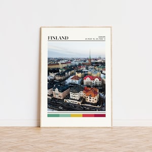 Cartel de Finlandia, Impresión de Finlandia, Arte de Finlandia, Cartel de viaje de Finlandia, Decoración de pared de Finlandia, Regalo de Finlandia, Impresión de ciudad personalizada de Finlandia, Europa