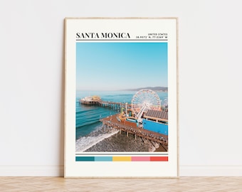 Santa Monica Poster, Santa Monica Print, Santa Monica Art, Santa Monica Wall Decor, Santa Monica Gift, Santa Monica Map, California Print