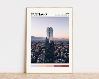 Cartel de Santiago, Impresión de Santiago, Arte de Santiago, Cartel de viaje de Santiago, Decoración de pared de Santiago, Impresión de regalo personalizado de Santiago, Cartel de Chile, Chile