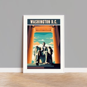 Washington D.C. Travel Poster, Washington Print, Washington Wall Art, Washington Artwork, Washington Gift, Washington Custom Lincoln Print