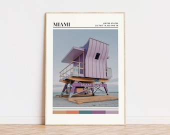 Miami Poster, Miami Print, Miami Art, Miami Travel Poster, Miami Wall Decor, Miami Gift, Custom City Print Florida Present, United States