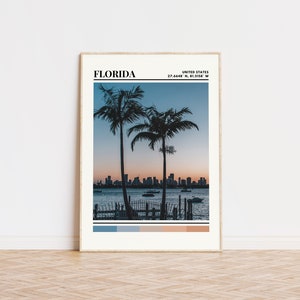 Florida Poster, Florida Print, Florida Art, Florida Travel Poster, Florida Wall Decor, Florida Gift, Florida Custom City Print, Florida
