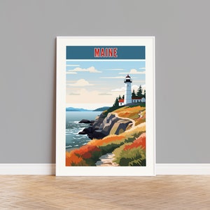 Maine Reise Poster, Maine Print, Maine Wandkunst, Maine Kunstwerk, Maine Geschenk, Maine Custom Print, Maine Foto, Maine Karte