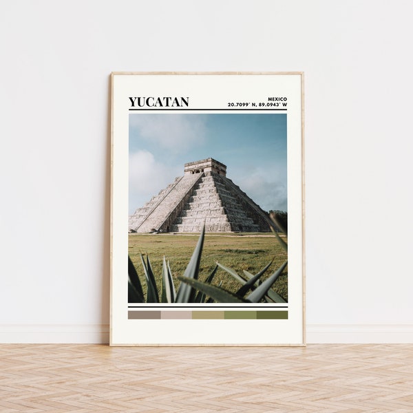 Yucatan Poster, Yucatan Print, Yucatan Art, Yucatan Travel Poster, Yucatan Wall Decor, Yucatan Gift, Yucatan Custom City Print, Mexico