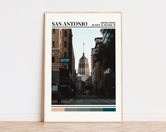 San Antonio Poster, San Antonio Print, San Antonio Art, San Antonio Travel Poster, San Antonio Wall Decor Gift Texas Custom City Print