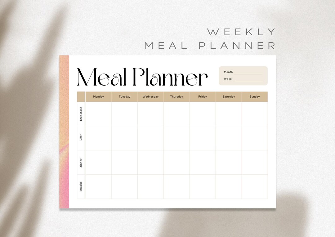 Weekly Meal Planner Printable: Minimalist Food Planning (A4/US Letter ...