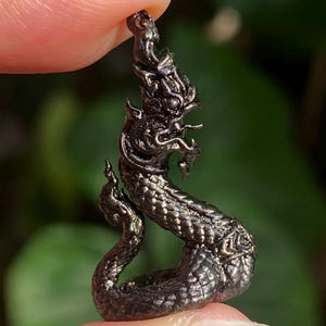 Small Thai Naga Statue • Metal Snake Deity Figurine • Southeast Asian Serpent Totem • Buddhist Decor • Spiritual Home Altar Statue.
