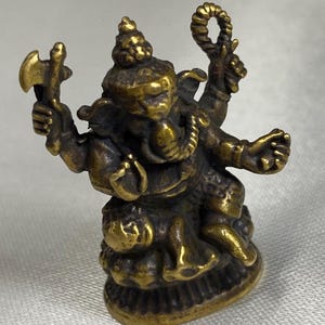 Bronze Ganesha God Charm from Wat Khaek Bangkok • Thai Hindu Temple Amulet • Protection & Wisdom Talisman • 3cm Spiritual Pendant