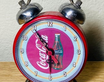 Vintage Coca-cola Alarm Clock: Retro Twin Bell Wind-up Desk Clock