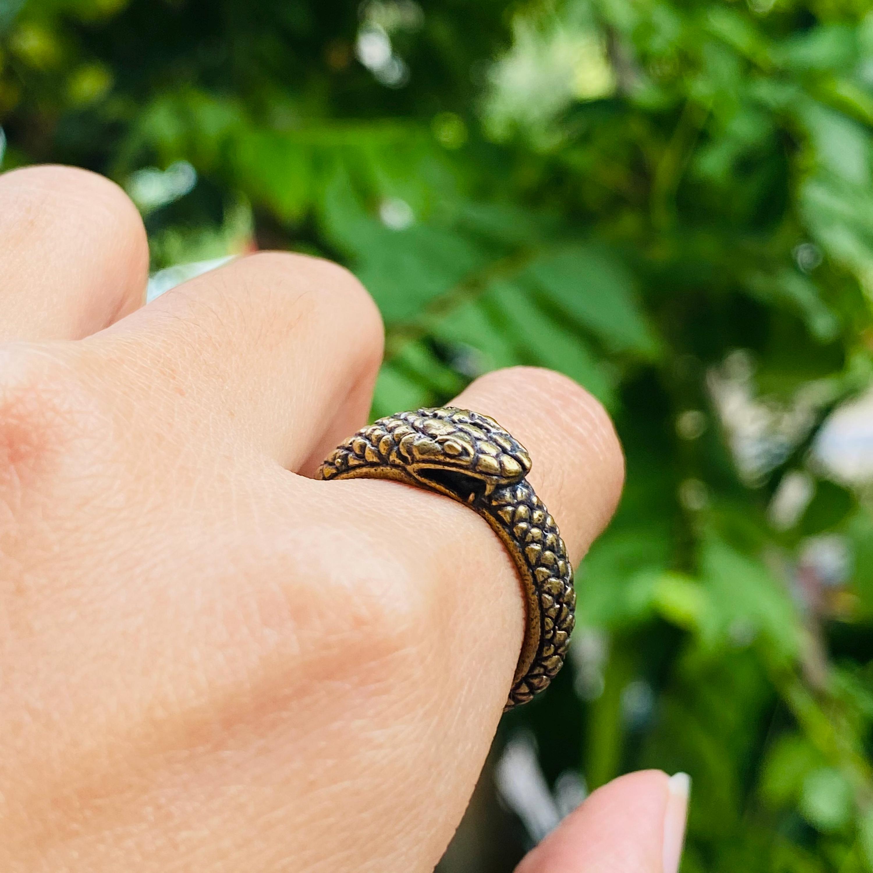 Brass Ouroboros Snake Ring: Eternal Symbol Protection Jewelry - Etsy