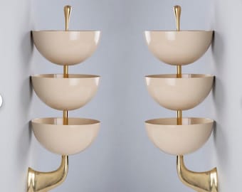 Pair Rare Sconces Italian Stilnovo Style Mid Century Wall Lights Lamps Fixture