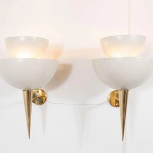 Pair of Metal Cup Sconces Italian Stilnovo Style Mid Century Wall Lights Lamps Fixture White 4 Light image 5