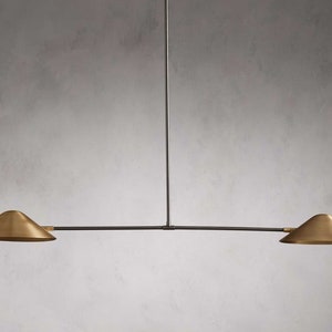 1950&#39;s Mid Century Antique Simms 2 Light Mid Centur Raw Brass Pendant Sputnik chandelier light Fixture Modern Brass Chandelier
