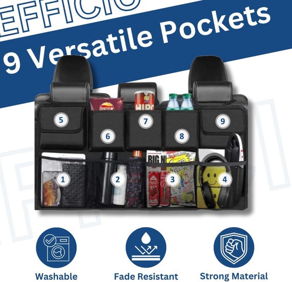 9-Pocket SUV Trunk Organizer – Hanging Car Storage for Tools, Groceries, Toys
