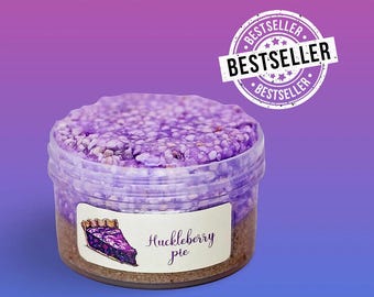 Huckleberry Pie slime, extra crunchy slime, sugar sand x perlite layered slime,sizzling sand slime, Huckleberry scented, unique sand texture
