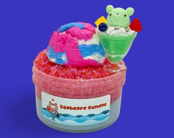 Seaberry Sundae, crunchy bingsu x pumice slime with DIY clay topper, banana split scented