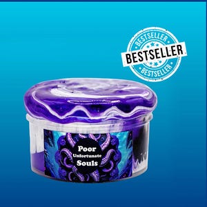 Poor Unfortunate Souls, DIY Avalanche slime with lava rocks, Little Mermaid themed slime, metallic purple and black coated clear slime, asmr image 1