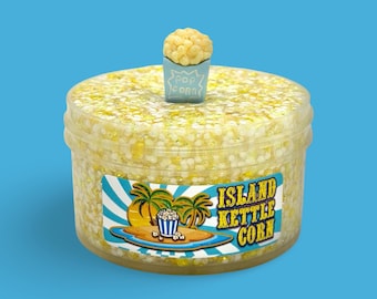 Island Kettle Corn, 3D bubble sequin slime, scented like tropical fruit and kettle corn