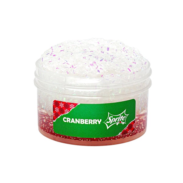 Cranberry Sprite slime, seed bead plus bingsu base, coated clear slime, iridescent bingsu, crunchy slime, smells like Cranberry sprite, fall