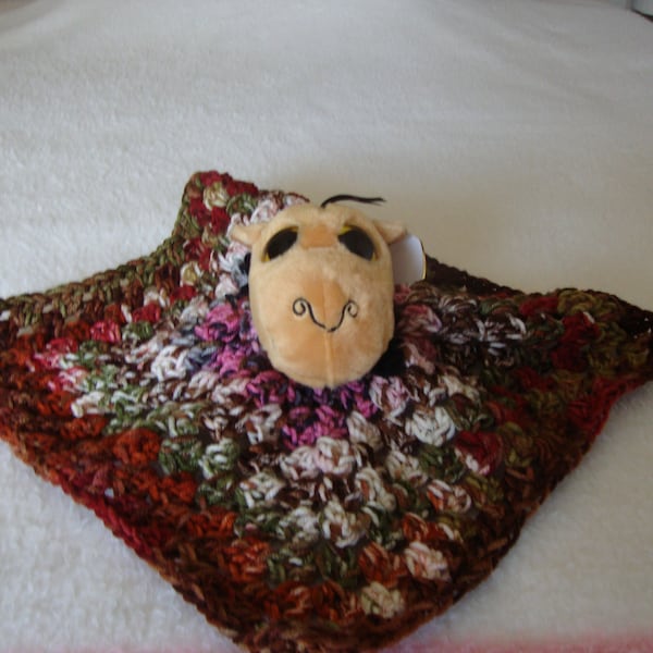 CAMEL LOVIES handmade crochet removable granny security BLANKET; blankie Baby doll toy