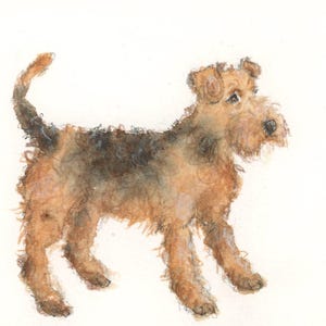 Cartão postal pintado à mão de um terrier airedale - arte original e única