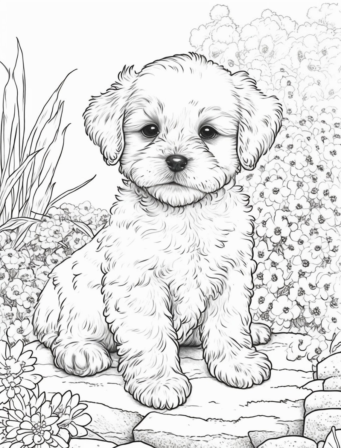Puppy Coloring Book Pages for Boys & Girls Printable Coloring Pages