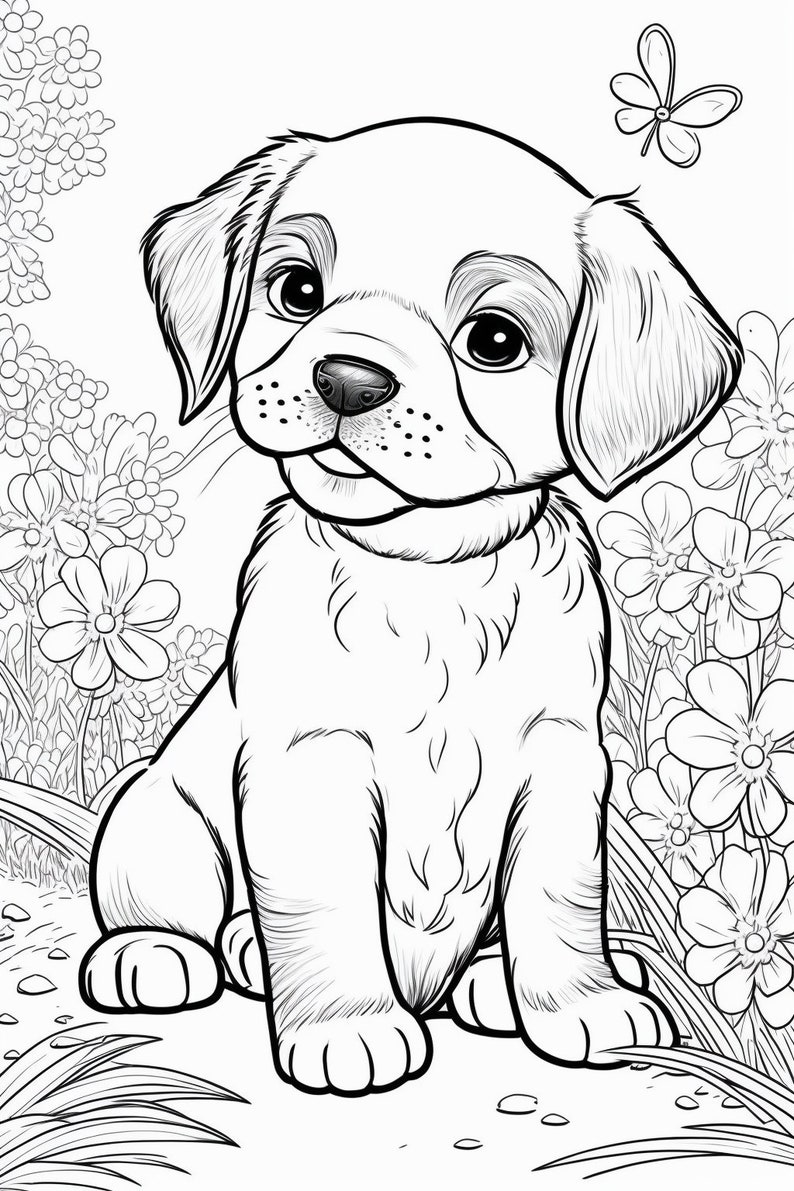 Puppy Coloring Book Pages for Boys & Girls - Printable Coloring Pages ...