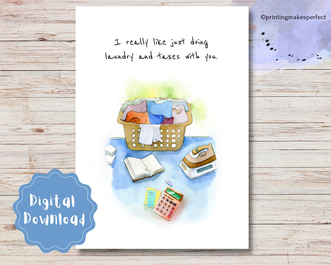 Printable Everything Everywhere All at Once Anniversary Card, Laundry and Taxes, Digital