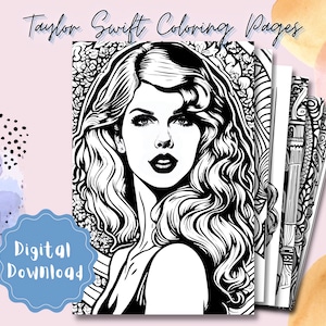 Taylor Swift Colouring Pages, Taylor Swift Coloring Book, Taylor Swift  Merch, Coloring Book, Digital Download , Printable Coloring Pages 