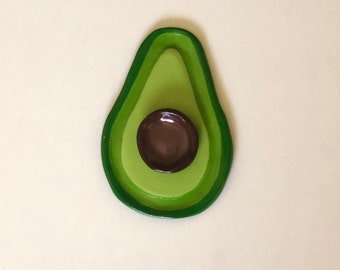 Plato de baratija de comida, soporte de joyería de aguacate, soporte de anillo de 2 piezas, pintado a mano, plato de baratija de aguacate, soporte de anillo pintado de comida, pequeños regalos