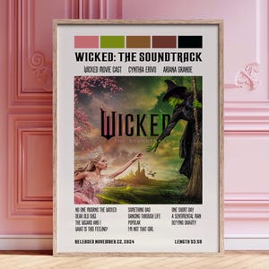 Wicked Soundtrack Poster, Elphaba Poster, Glinda Poster, Wicked Music