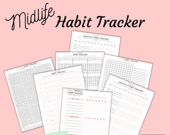 Habit Tracker, weekly tracker, monthly tracker, yearly tracker, goal tracker, exercise tracker, pdf printable download, A4 size, 7 versions
