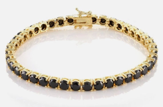 Buy 14k Gold Unique Black Onyx Bracelet, Tennis Bracelet, Women