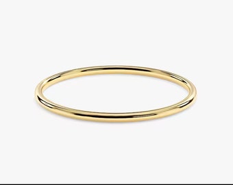 14k Solid Gold 1mm Thin Wedding Band / Minimalist Wedding Ring for ...
