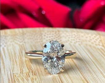 3CT Oval Cut Moissanite Engagement Ring, 14k Solid Gold Ring ...