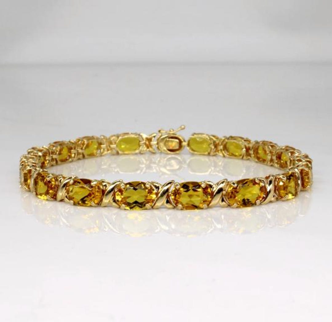 Vintage 14K Gold Citrine Tennis Bracelet Natural Citrine Bracelet 18K Vintage 14K Gold Citrine Tennis Bracelet Natural Citrine Bracelet 18K