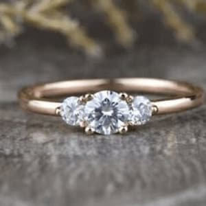 Round engagement ring Gold ring Silver ring Promise ring Diamond ring Simulant ring Solitaire ring Gift for her Stacking ring