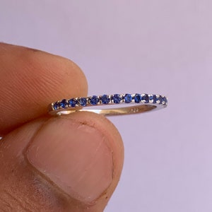 Natural Sapphire Band, 14k Gold Band, Sapphire Half Eternity Band, Matching Band, Stacking Band, Promise Ring, Pava Ring, Wedding Band